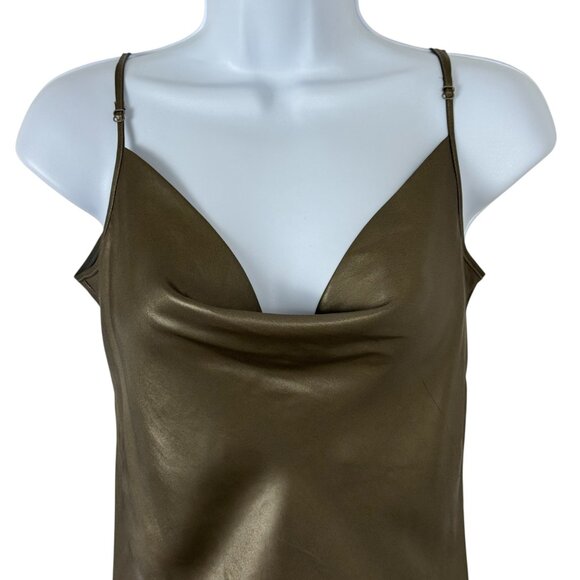 All Saints Hadley Slip Dress Metallic Gold Size 2 READ Column Midi Party - Picture 2 of 13
